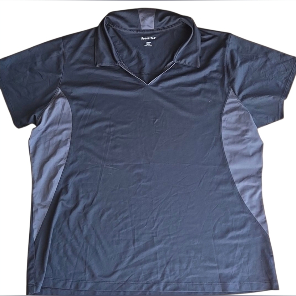 Sport-Tek women's black and gray sports top short sleeve, activewear, XXL